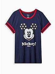 Plus Size Disney Mickey & Friends Ringer Top - Heritage Slub Navy, PEACOAT, hi-res
