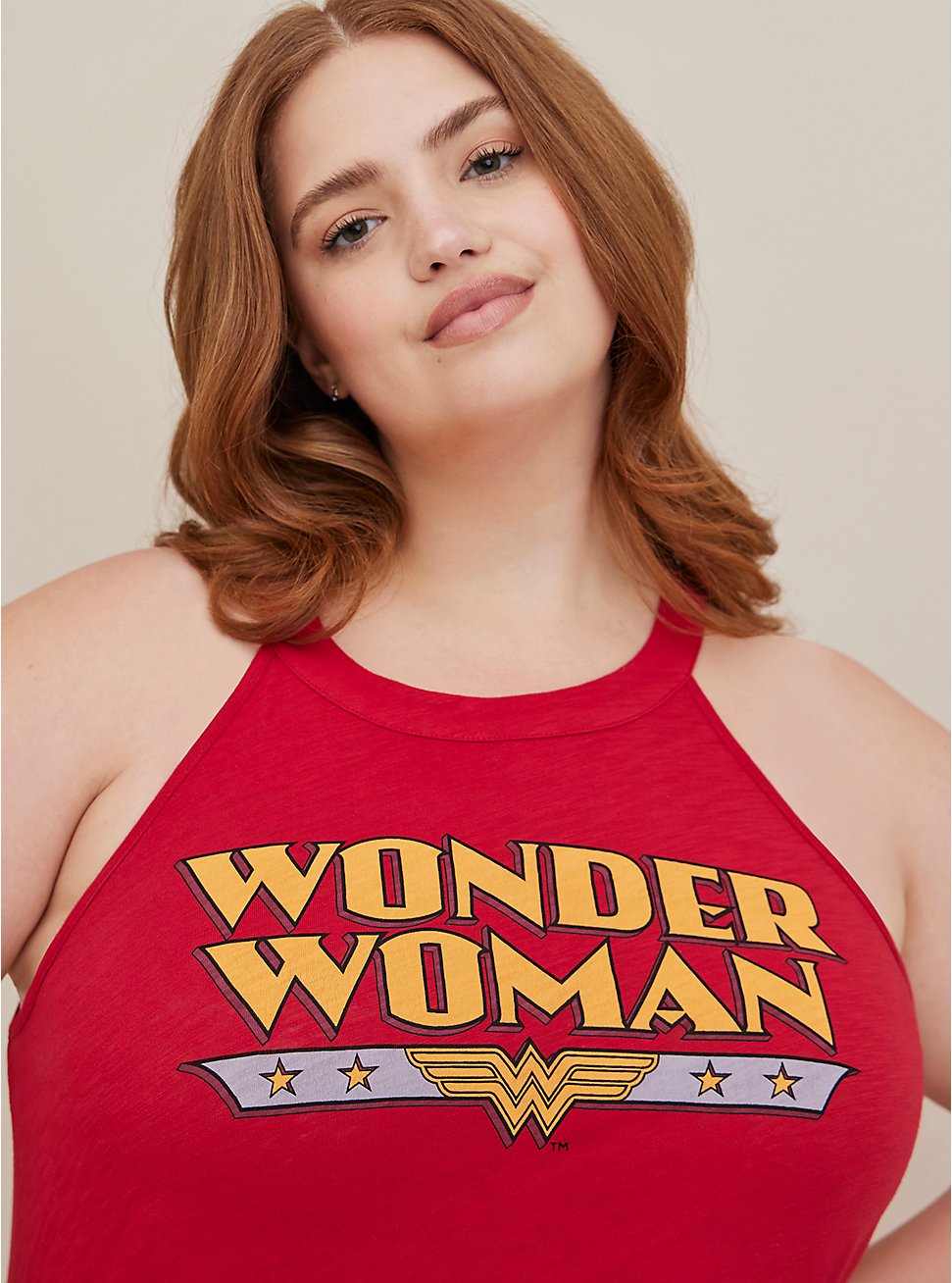 Warner Bros. Wonder Woman Halter Tank - Heritage Slub Red, JESTER RED, hi-res