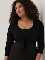 Plus Size Cropped Shrug - Super Soft Black, BLACK, hi-res