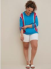 Plus Size Raglan Pullover Hoodie - Cotton Stripe Blue, BLUE, alternate