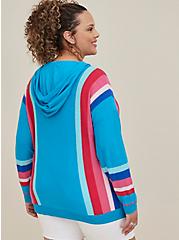 Raglan Pullover Hoodie - Cotton Stripe Blue, BLUE, alternate