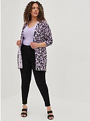 Plus Size Boyfriend Cardigan - Cotton Leopard Purple, ANIMAL, alternate