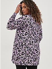Plus Size Boyfriend Cardigan - Cotton Leopard Purple, ANIMAL, alternate