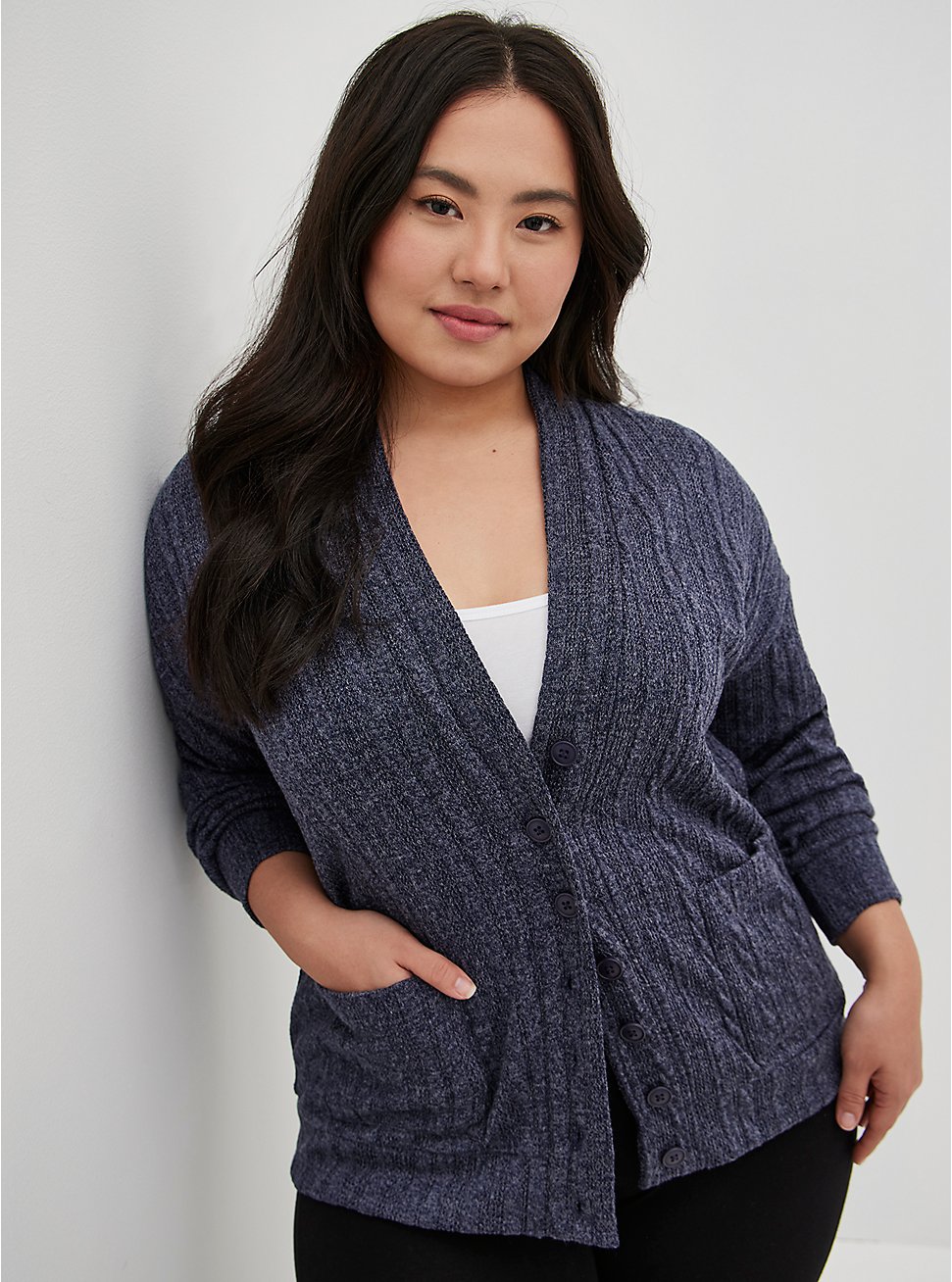 Button Front Sleep Cardigan - Blue, PEACOAT, hi-res