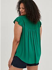 Peasant Blouse - Textured Stretch Rayon Green , GREEN, alternate