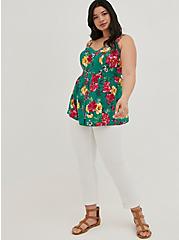 Plus Size Fit & Flare Tank - Floral Green, FLORAL - GREEN, alternate