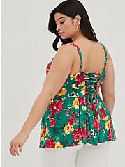 Plus Size Fit & Flare Tank - Floral Green, FLORAL - GREEN, alternate