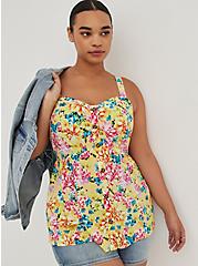Plus Size Fit & Flare Tank - Floral Yellow, FLORAL - YELLOW, hi-res