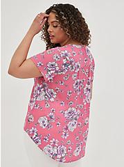 Plus Size Hi-Low Pullover Blouse - Georgette Floral Pink, FLORAL - PINK, alternate