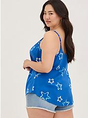 Plus Size Ava Cami - Stretch Challis Stars Blue, MULTI, alternate