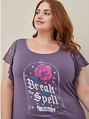 Disney Beauty And the Beast Flutter Sleeve Top - Super Soft Break Spell Purple, PURPLE, hi-res
