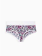 Plus Size Wide Lace Trim Cheeky Panty - Second Skin Leopard Purple, LAVISH LEOPARD FLORAL: WHITE, hi-res
