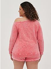 Off-Shoulder Sweatshirt - Everyday Fleece Pink Wash, PARADISE PINK, alternate