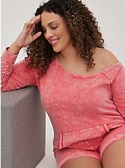 Off-Shoulder Sweatshirt - Everyday Fleece Pink Wash, PARADISE PINK, hi-res