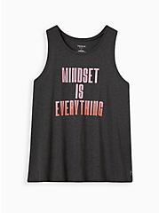 Plus Size Active Tank - Performance Cotton Mindset is Everything Grey, CHARCOAL, hi-res