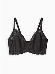 Full-Coverage Unlined Super Soft Lace Straight Back Bra, RICH BLACK, hi-res