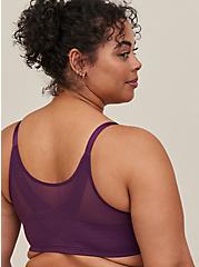 Plus Size Front-Closure Lightly Lined T-Shirt Bra - Microfiber & Mesh Purple with Ultimate Smoothing, DEEP PURPLE: PURPLE, alternate