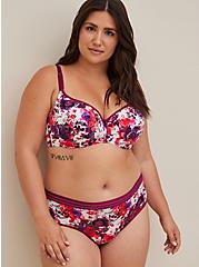 Plus Size Lightly Lined Full Coverage Balconette Bra - Microfiber Leopard Floral with 360° Back Smoothing™, WATER COLOR SKULL, alternate