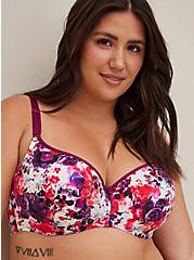 Plus Size Lightly Lined Full Coverage Balconette Bra - Microfiber Leopard Floral with 360° Back Smoothing™, WATER COLOR SKULL, alternate