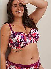 Plus Size Lightly Lined Full Coverage Balconette Bra - Microfiber Leopard Floral with 360° Back Smoothing™, WATER COLOR SKULL, hi-res