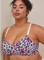 Plus Size Lightly Lined Everyday Wire-Free Bra - Microfiber Leopard Floral with 360° Back Smoothing™, LAVISH LEOPARD FLORAL: WHITE, hi-res