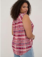 Harper Pullover Tank - Textured Stretch Woven Plaid Red, PLAID - RED, alternate