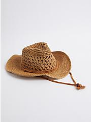 Plus Size Straw Cowboy Hat - Brown, NATURAL, alternate