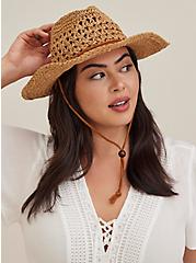 Plus Size Straw Cowboy Hat - Brown, NATURAL, hi-res