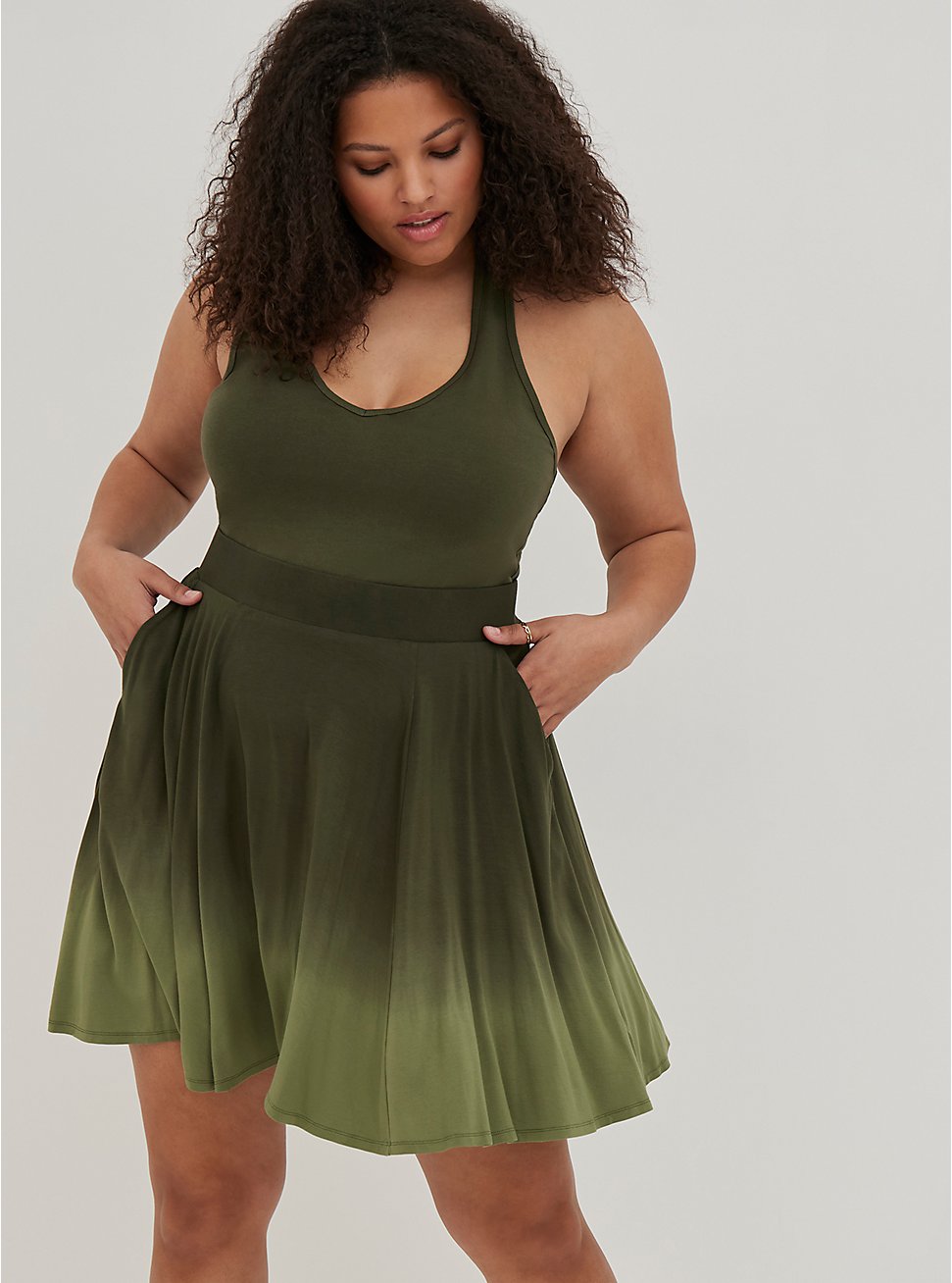 Tiered Circle Skirt - Jersey Dip Dye Green, DIP DYE, hi-res