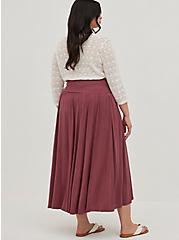 Smocked Waist Tea Length Skirt - Super Soft Purple, WILD GINGER: BURGUNDY, alternate