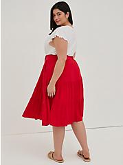 Plus Size Button-Up Midi Skirt - Red, RACING RED, alternate