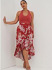 Hi-Low Ruffle Maxi Skirt - Challis Floral Red, FLORAL - RED, hi-res