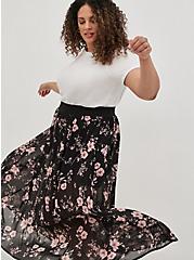 Plus Size Maxi Skirt with Undershorts - Chiffon Floral Black, FLORAL - BLACK, hi-res