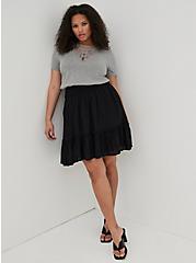 Mini Rayon Smocked Waist Skirt, DEEP BLACK, hi-res