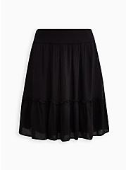 Smocked Waist Ruffle Mini Skirt - Swiss Dot Black, DEEP BLACK, hi-res