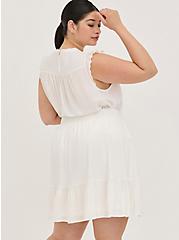 Plus Size Tiered Mini Circle Skirt - Stretch Woven White, WHITE, alternate