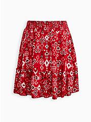 Smocked Ruffle Mini Skirt - Challis Paisley Hearts Bright Red, HEART PRINT, hi-res