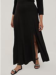 Maxi Jersey Side Slit Skirt, DEEP BLACK, alternate