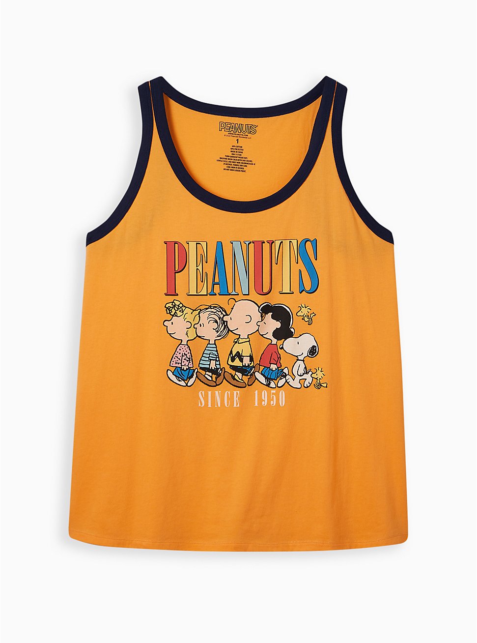 Peanuts Ringer Tank - Cotton Orange, ORANGE, hi-res