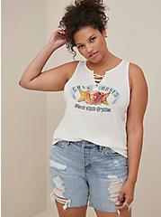 Guns N' Roses Classic Fit Lace-Up Tank - Cotton-Blend Sweet Child White, IVORY, hi-res