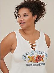 Guns N' Roses Classic Fit Lace-Up Tank - Cotton-Blend Sweet Child White, IVORY, alternate