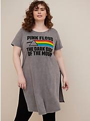 Plus Size Pink Floyd Split Tunic Top - Cotton Wash Grey , GREY, hi-res