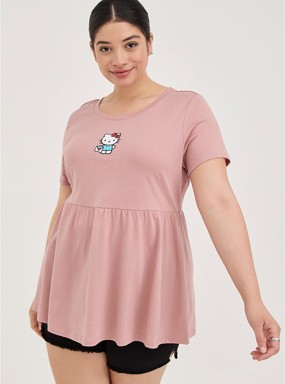Hello Kitty Babydoll Top - Pink, DUSTY ROSE, hi-res