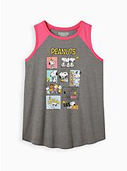 Peanuts Raglan Tank - Pink & Grey, MEDIUM HEATHER GREY, hi-res