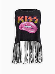 Plus Size KISS Fringe Tank - Cotton Wash Black., DEEP BLACK, hi-res