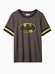 Plus Size Batman Classic Fit Ringer Top - Cotton Grey, GREY, hi-res