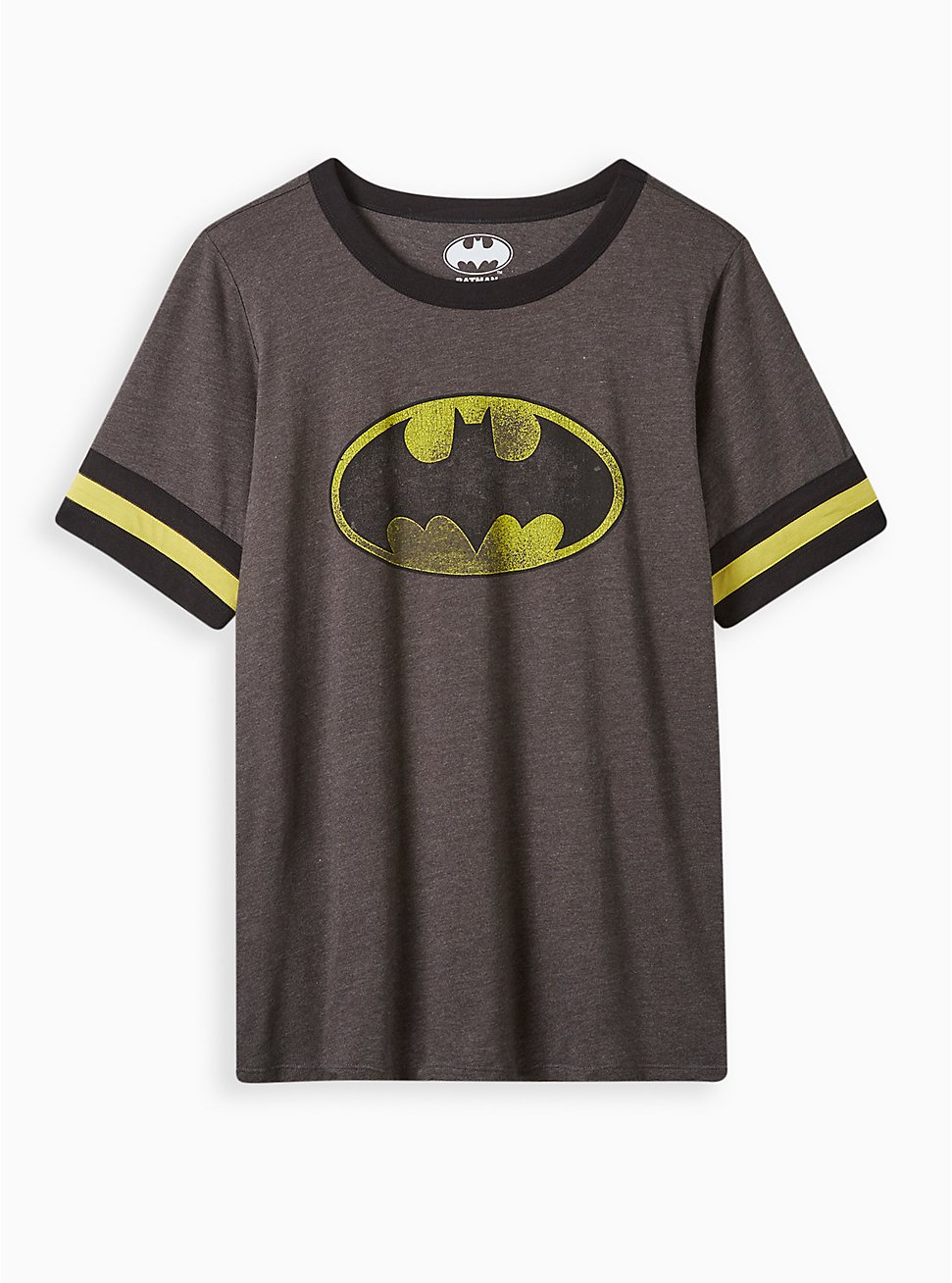 Plus Size Batman Classic Fit Ringer Top - Cotton Grey, GREY, hi-res