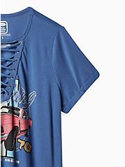 Classic Fit Lace-Up Tee - Cotton Mustang Blue, BLUE, alternate