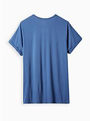 Classic Fit Lace-Up Tee - Cotton Mustang Blue, BLUE, alternate