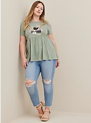 Classic Fit Babydoll Tee - Cotton Woodstock Green, SAGE, alternate